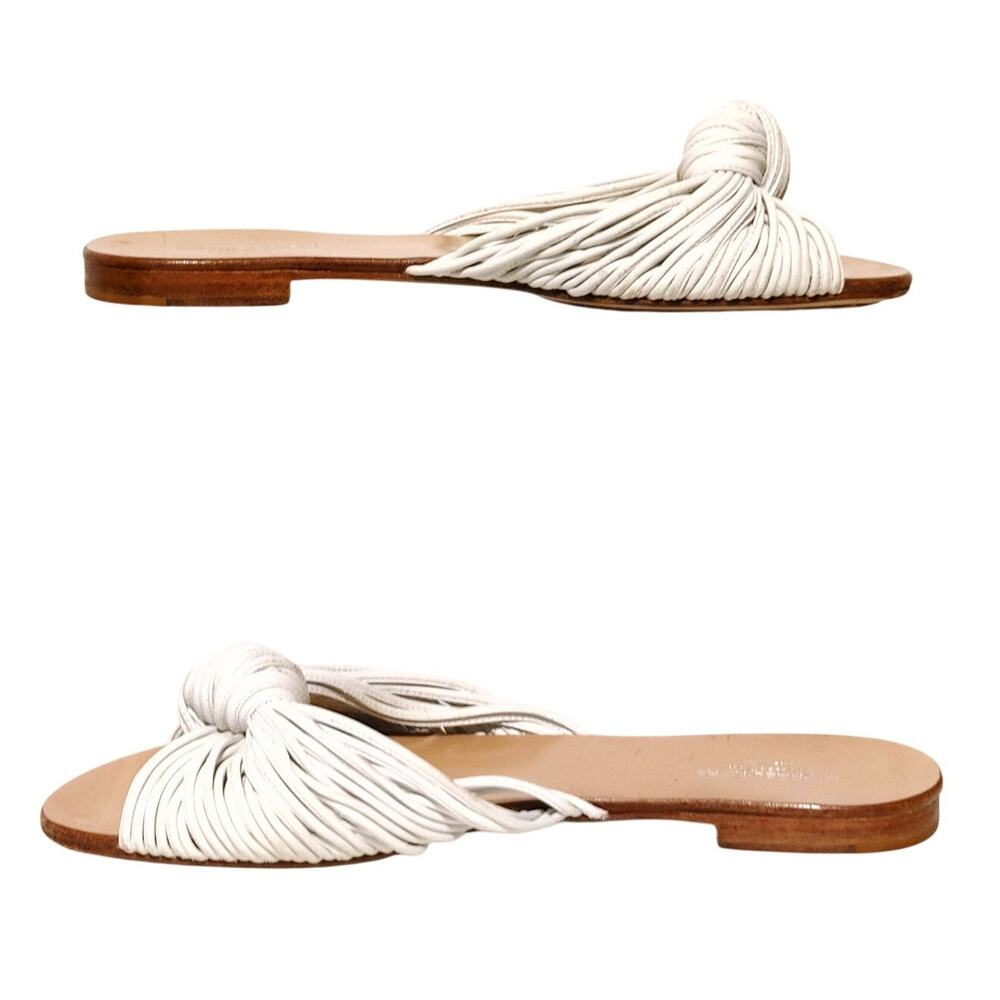 Michael Kors Knot Mule Flats Slip On Sandals Leather White Brown Womens EU 37/7 - Picture 3 of 5